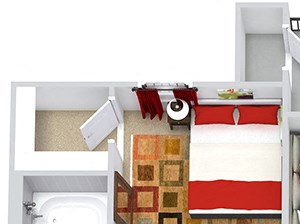Colorado 3D Colorado 3D. 2 bedroom apartment. Kitchen with island open to living/dinning rooms. 2 full bathrooms. Walk-in closets. Patio/balcony.